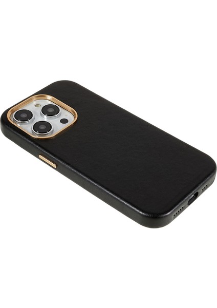 Iphone 13 Pro Max Telefon Kılıfı Için 6.7 Inç Anti-Çizelge Pu Deri+Pc Metal Lens Ring Frame-Black ile Cep Telefonu Kapağı Işletme (Yurt Dışından) fırsatları