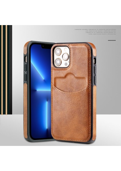 Iphone 13 Pro Max Telefon Kılıfı 6.7 Inç Kart Yuvası Ince Fit Cep Telefon Kapağı Pu Deri+Tpu Cep Telefonu Kılıf Dörtlü Kahve (Yurt Dışından)