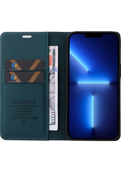 Iphone 13 Pro Max Telefon Kılıfı 6.7 Inç Yk- 001 Şok Geçirmez Pu Deri Deri Flip Cüzdan Kılıfı Güçlü Manyetik Otomatik Absorbed Stand Telefon Kapak Yeşili (Yurt Dışından) fırsatları