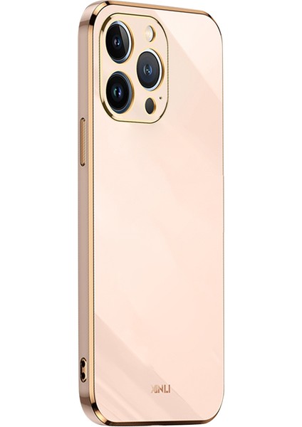 Iphone 13 Pro Telefon Kılıfı Için 6.1 Inç Çizgiye Döküm Anti-Damla Koşullu Hassas Kesme Kılıfı Elektrokaplatma Altın Kenar Yumuşak Tpu Kabuk-Pembe (Yurt Dışından)