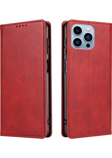 Iphone 13 Pro Max Telefon Kılıfı Için Flip Telefon Kılıf Cüzdan 6.7 Inç Manyetik Deri Stand Buzağı Dokusu Kapak-Kırmızısı (Yurt Dışından) fiyatları