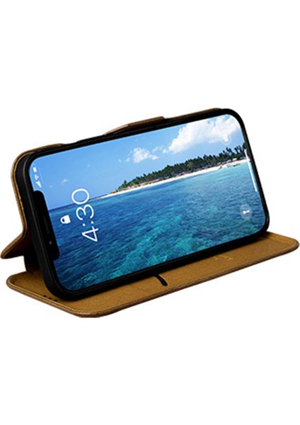 Iphone 13 Pro Telefon Kılıfı Için 6.1 Inç Fall Anti-Fall Şok Geçirmez Kılıf Pu Deri Stand/kart Tutucu-Brown (Yurt Dışından) modelleri