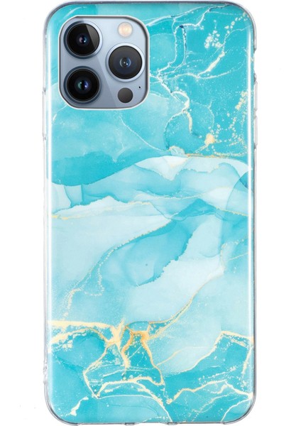 Iphone 13 Pro Max Telefon Kılıfı Koruyucu Telefon Kılıfı 6.7 Inç Mermer Desen Imd Esnek Tpu Geri Kapak Yeşili (Yurt Dışından)