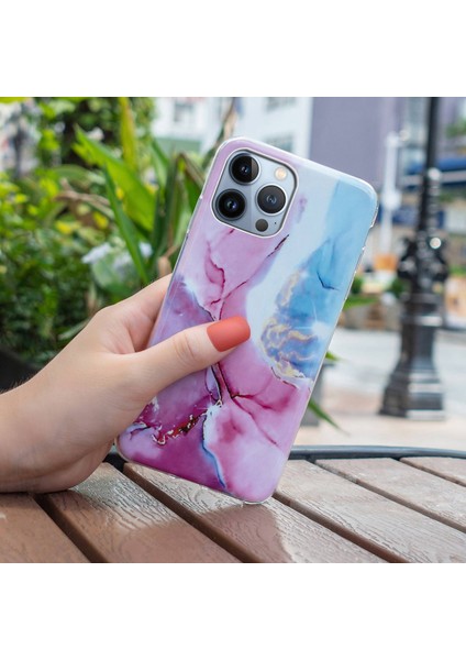 Iphone 13 Pro Max Telefon Kılıfı Koruyucu Telefon Kılıfı 6.7 Inç Mermer Desen Imd Esnek Tpu Geri Kapak Pembe/mavi (Yurt Dışından) modelleri