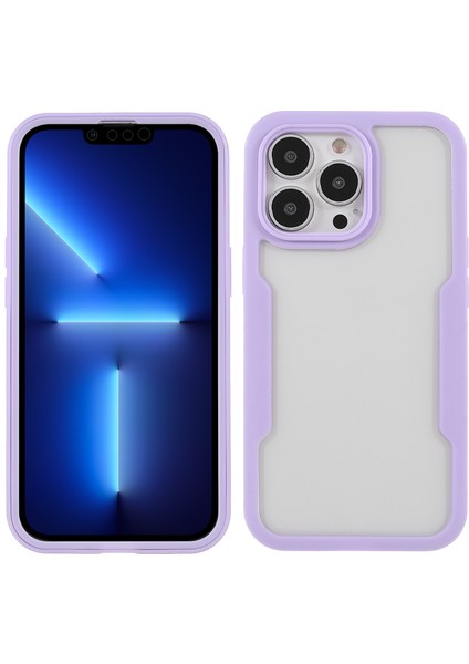 Iphone 13 Pro Telefon Kılıfı Için 360 Derece Tam Koruma Pet Screen Film+Akrilik+Tpu Kameralı Kamera Lens Koruması 6.1 Inç-Mor (Yurt Dışından)