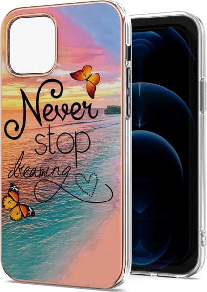 Imd Şok Geçirmez Esnek Ince Elektrokaplatma Tpu Kılıfı iPhone 13 Pro 6.1 Inç-Durdurma Hayalini Durdur (Yurt Dışından)