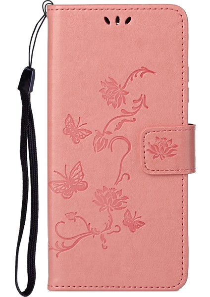 Kelebek Çiçek Deri Cüzdan Stand Telefon Kılıfı Iphone 13 Pro-Pink Için (Yurt Dışından) modelleri