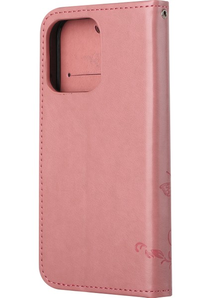 Kelebek Çiçek Deri Cüzdan Stand Telefon Kılıfı Iphone 13 Pro-Pink Için (Yurt Dışından) fırsatları