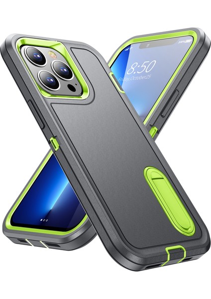 Kickstand-Grey/yeşil ile iPhone 13 Pro 6.1 Inç Pc+Tpu Kapağı Için Askeri Düşüşe Dayanıklı Telefon Kasası (Yurt Dışından)