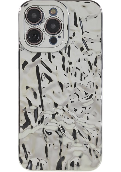 Iphone 13 Pro Max Telefon Kılıfı Elektrokaplatma Tpu Kılıfı Kırışmış Düzensiz Dalgalı Telefon Kapak Silver (Yurt Dışından)