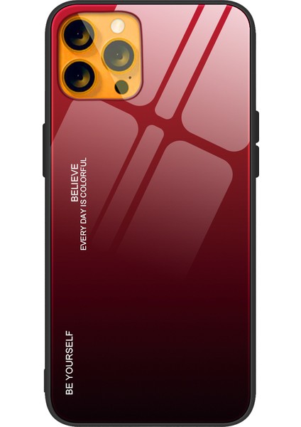 Iphone 13 Pro Telefon Kılıfı Için Ince Işık Gradyanı 9h Sertlik Temperli Cam+Tpu Giyim-Dayanıklı Anti-Drop Hibrit Kılıfı 6.1 Inç-Kırmızı/siyah (Yurt Dışından)