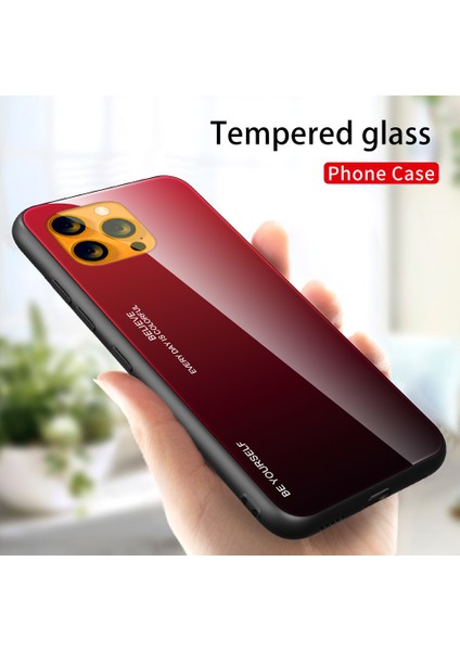 Iphone 13 Pro Telefon Kılıfı Için Ince Işık Gradyanı 9h Sertlik Temperli Cam+Tpu Giyim-Dayanıklı Anti-Drop Hibrit Kılıfı 6.1 Inç-Kırmızı/siyah (Yurt Dışından) modelleri