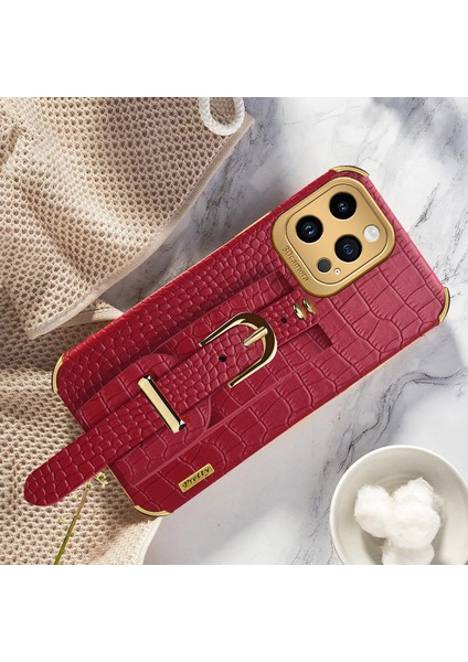 Iphone 13 Pro Max Telefon Kılıfı 6.7 Inç Elektrapan Timsah Doku Pu Deri Kaplı Tpu Kapak Kickstand-Red ile (Yurt Dışından) fırsatları