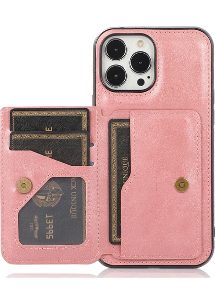 Iphone 13 Pro Telefon Kılıf Önleyici Önleyici Kart Kart Tutucular Pu Deri Kaplamalı Pc Tpu Hibrid Kabuk [dahili Manyetik Metal Sac] 6.1 Inç-Rose Gold (Yurt Dışından)