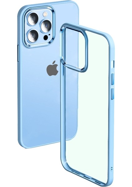 Iphone 13 Pro Max Telefon Kılıfı Koruyucu Kılıf 6.7 Inç Ince Kapak Silikon+Metal Lens Çerçeve Mavisi ile Akrilik Anti-Fall Telefon Kabuğu (Yurt Dışından)