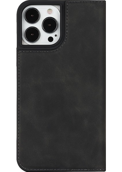 Iphone 13 Pro Telefon Kılıfı 6.1 Inç Anti-Drop Pu Deri Deri Touch Hissed Hissediyor Otomatik Emici Folio Fip Kabuğu Cüzdan Stand-Black (Yurt Dışından) modelleri