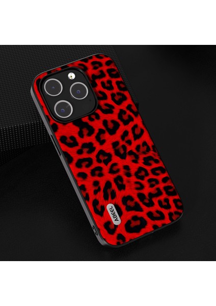 Iphone 13 Pro Max Telefon Kılıfı Arka Kapak Pu Deri Kaplamalı Tpu+Pc Leopar Doku Telefon Kılıfı Kırmızısı (Yurt Dışından) fırsatları
