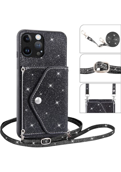 Iphone 13 Pro Telefon Kılıfı Üçgen Kart Tutucu Kılıf 6.1 Inç Anti-Fall Kickstand Pu Deri+Tpu-Black (Yurt Dışından) fırsatları