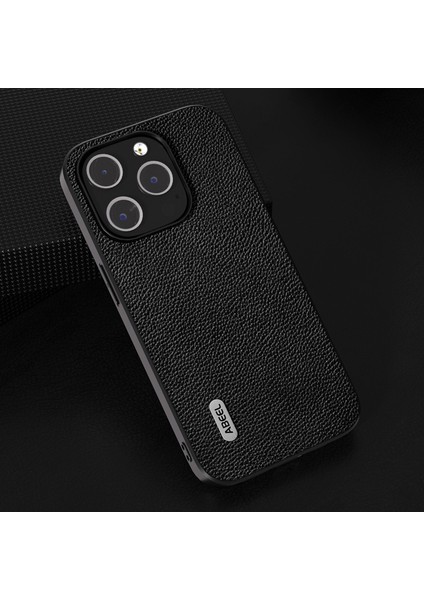 Iphone 13 Pro Max Telefon Kılıfı Için Litchi Doku Geri Kapak Cowhide Deri Kaplamalı Pc+Tpu Telefon Kılıf Black (Yurt Dışından)
