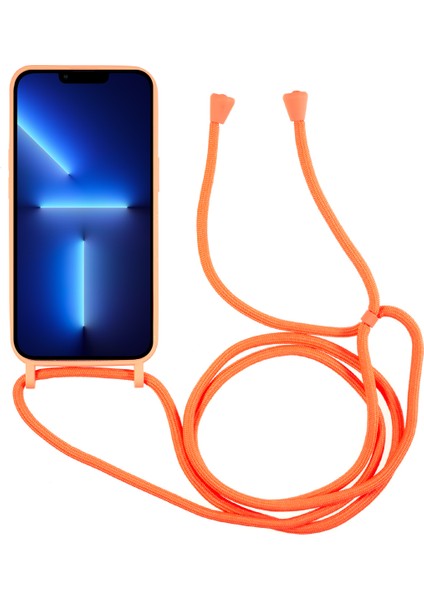 Iphone 13 Pro Max Telefon Kılıfı Sıvı Silikon Kılıf 6.7 Inç Kart Yuvası Kayış-Orange ile Koruyucu Telefon Kapağı (Yurt Dışından)
