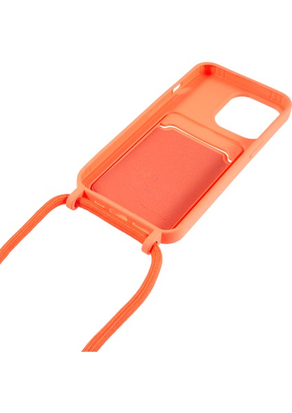 Iphone 13 Pro Max Telefon Kılıfı Sıvı Silikon Kılıf 6.7 Inç Kart Yuvası Kayış-Orange ile Koruyucu Telefon Kapağı (Yurt Dışından)