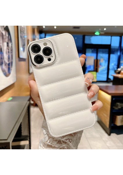 Iphone 13 Pro Max Telefon Kılıfı 6.7 Inç Aşağı Ceket Tasarımı Şok Geçirmez Telefon Kasası Tpu Lens Koruyucu-Beyaz ile Kapak (Yurt Dışından)