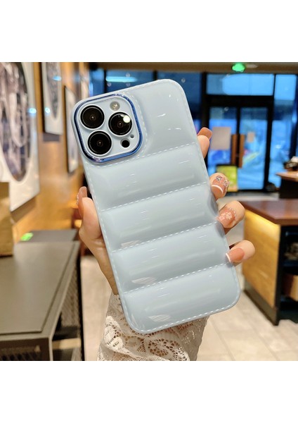 Iphone 13 Pro Max Telefon Kılıfı 6.7 Inç Aşağı Ceket Tasarımı Şok Geçirmez Telefon Kasası Tpu Lens Koruyucu Mavi ile Kapak (Yurt Dışından)