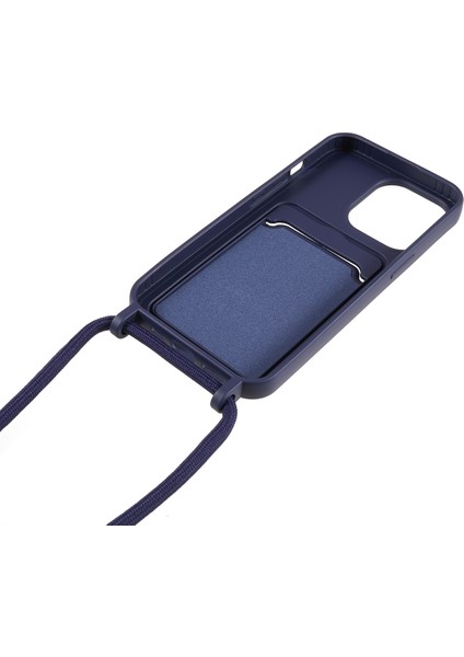 Iphone 13 Pro Max Telefon Kılıfı Sıvı Silikon Kılıf 6.7 Inç Kart Yuvası Strap-Dark Mavi ile Koruyucu Telefon Kapağı (Yurt Dışından) fırsatları