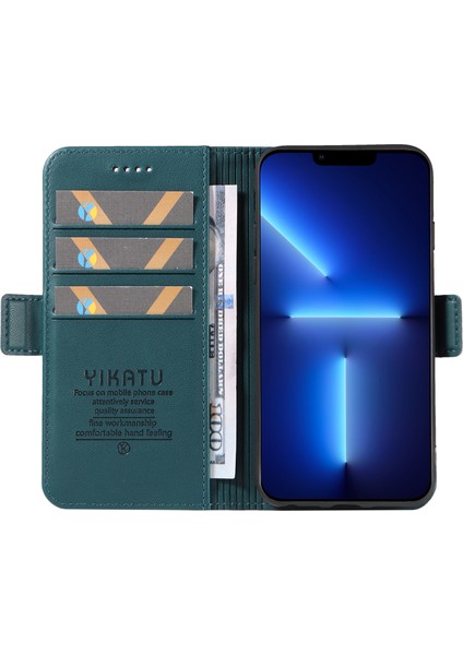 Iphone 13 Pro 6.1 Inç Pu Deri Dergi Kapak Anti-Çizgi Standı Telefon Cüzdan Kılıf Yeşili (Yurt Dışından) fiyatları