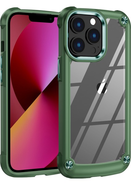 Iphone 13 Pro Max Telefon Kılıfı Kamera Koruma Telefon Kılıfı 6.7 Inç 3601 Derecelik Damla Dirençli Hibrid Telefon Kapağı Vaka-Yeşil (Yurt Dışından)