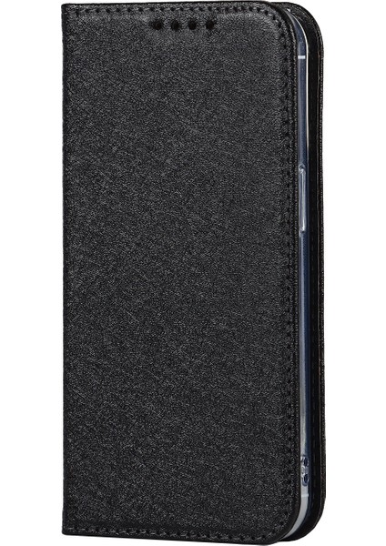 Iphone 13 Pro Telefon Kılıfı Için 6.1 Inç Anti-Çizgiye Dönüş Tam Koruma Ipek Doku Deri Deri Cüzdan Kapağı Strap-Black (Yurt Dışından)