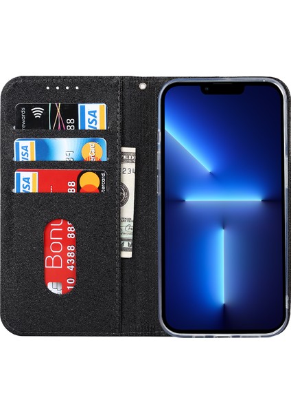 Iphone 13 Pro Telefon Kılıfı Için 6.1 Inç Anti-Çizgiye Dönüş Tam Koruma Ipek Doku Deri Deri Cüzdan Kapağı Strap-Black (Yurt Dışından) fırsatları