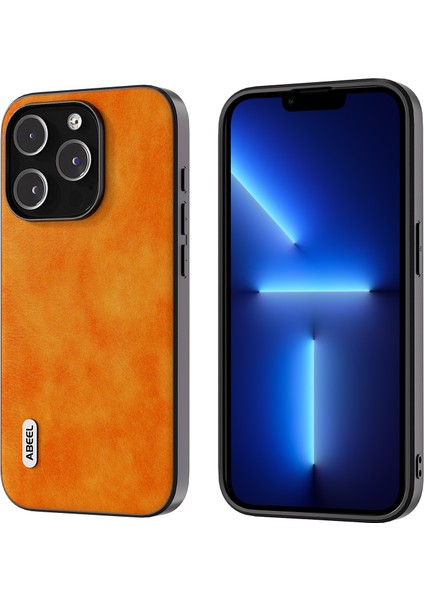 Iphone 13 Pro Max Telefon Kılıfı Için 6.7 Inç Bırakma Geçirmez Telefon Kılıfı Litchi Doku Pu Deri Kaplamalı Tpu Kapak-Orange (Yurt Dışından)