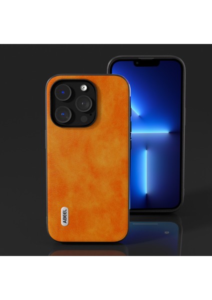 Iphone 13 Pro Max Telefon Kılıfı Için 6.7 Inç Bırakma Geçirmez Telefon Kılıfı Litchi Doku Pu Deri Kaplamalı Tpu Kapak-Orange (Yurt Dışından)