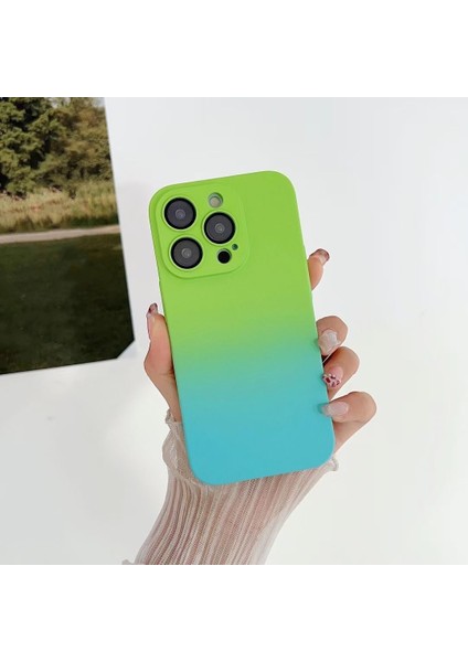 Iphone 13 Pro Max Telefon Kılıfı 6.7 Inç Şık Gradyan Koruyucu Koruyucu Koruyucu Koruyucu Film Yeşili/mavi Olan Cilt Touch Pc Anti-Drop Kapağı (Yurt Dışından)