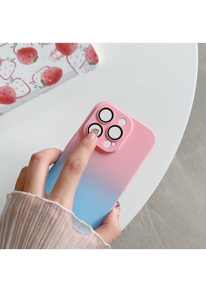 Iphone 13 Pro Max Telefon Kılıfı 6.7 Inç Şık Gradyan Koruyucu Koruyucu Koruyucu Koruyucu Film Yeşili/mavi Olan Cilt Touch Pc Anti-Drop Kapağı (Yurt Dışından)