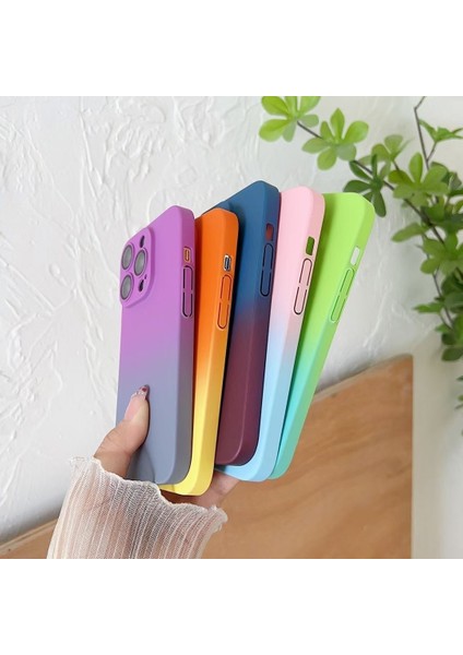 Iphone 13 Pro Max Telefon Kılıfı 6.7 Inç Şık Gradyan Koruyucu Koruyucu Koruyucu Koruyucu Film Yeşili/mavi Olan Cilt Touch Pc Anti-Drop Kapağı (Yurt Dışından)