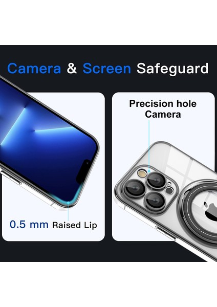 Iphone 13 Pro Telefon Kılıfı Şok Geçirmez Kılıf 6.1 Inç Pc+Tpu Telefon Kabuğu Dönen Kickstand Arka Kapak Magsafe-Black ile Uyumlu (Yurt Dışından) fırsatları