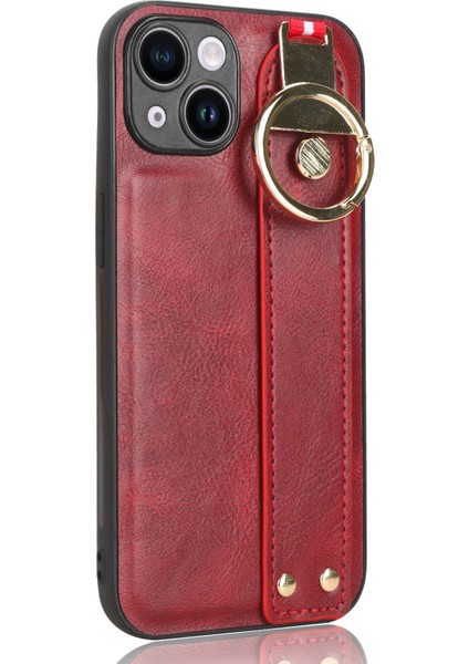 Iphone 13 Mini Telefon Kılıfı Için 5.4 Inç Bileklik Kickstand Deri Kaplama Pc+Tpu Boyun Kayışı Kırmızısı (Yurt Dışından) modelleri