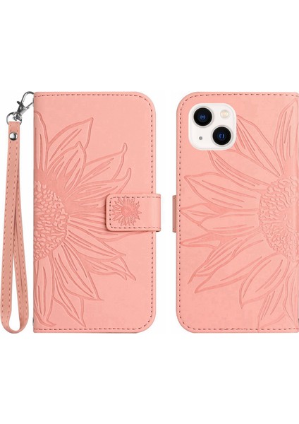 Iphone 13 Mini Telefon Kılıfı Için Cilt Touch Hissed Flip Baskı Sunçiçeği Stand Pu Derisi Manyetik Cüzdan Kapağı Strap-Light Pembeli (Yurt Dışından) fiyatları