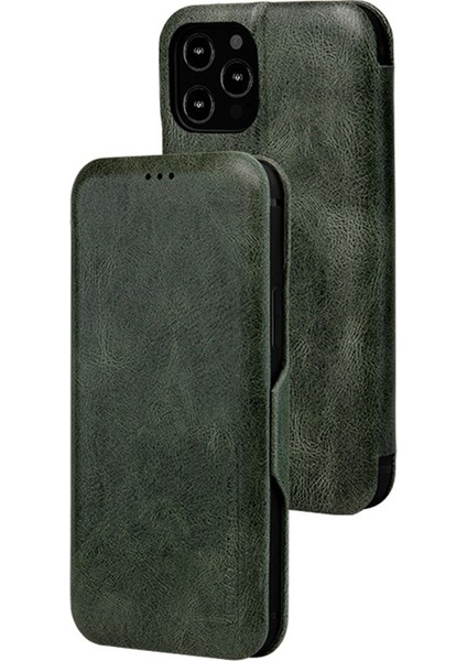 Iphone 13 Pro Max Telefon Kılıfı Için 6.7 Inç Şok Geçirmez Kılıf Önleme Önleyici Telefon Kılıfı Pu Deri Deri Telefon Stand Kapağı Kart Tutucu Yeşili (Yurt Dışından)