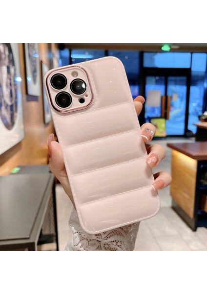 Iphone 13 Pro Max Telefon Kılıfı 6.7 Inç Aşağı Ceket Tasarımı Şok Geçirmez Telefon Kasası Tpu Lens Koruyucu-Pembe ile Kapak (Yurt Dışından)
