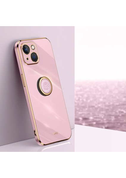 Iphone 13 Mini Telefon Kılıfı Için Halka Kickstand Sırt Kabuğu 5.4 Inç Anti-Damla Elektrokaplama Altın Kenar Kılıf Yumuşak Tpu Kapak Morası (Yurt Dışından) fırsatları
