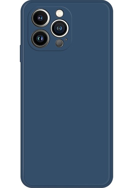 Iphone 13 Pro Telefon Kılıfı 6.1 Inç Mikrofiber Astar Ka Tpu Geri Kılıf Düz Kenar Şok Geçirmez-Dark Mavi (Yurt Dışından)