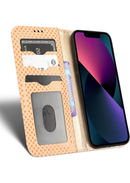 Iphone 13 Mini Telefon Kılıfı Için 5.4 Inç Izgara Dokusu Manyetik Otomatik Ahmed Telefon Kapağı Tam Koruma Pu Deri Cüzdan Bej (Yurt Dışından) modelleri