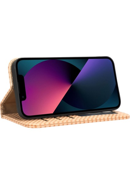 Iphone 13 Mini Telefon Kılıfı Için 5.4 Inç Izgara Dokusu Manyetik Otomatik Ahmed Telefon Kapağı Tam Koruma Pu Deri Cüzdan Bej (Yurt Dışından) fırsatları