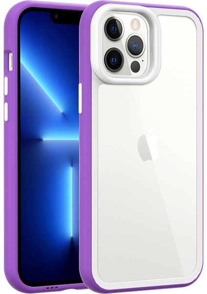 Iphone 13 Pro Max Telefon Kılıfı Şok Geçirmez Temiz Telefon Kılıfı Akrilik Geri+Renkli Frame Çıkarılabilir 2'si 1 Arada (Yurt Dışından)