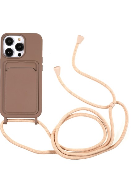 Iphone 13 Pro Max Telefon Kılıfı Sıvı Silikon Kılıf 6.7 Inç Kart Yuvası Kayış Kavur ile Koruyucu Telefon Kapağı (Yurt Dışından)