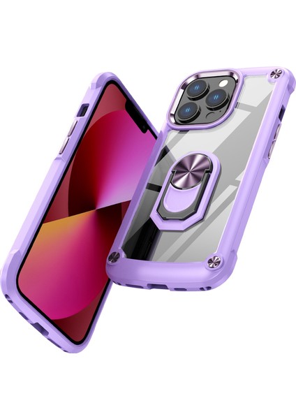 Iphone 13 Pro Max Telefon Kılıfı Için Metal Ring Kickstand Pc+Tpu Akıllı Telefon Geri Kapak Morası (Yurt Dışından) fiyatları