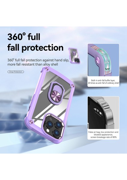 Iphone 13 Pro Max Telefon Kılıfı Için Metal Ring Kickstand Pc+Tpu Akıllı Telefon Geri Kapak Morası (Yurt Dışından) fırsatları